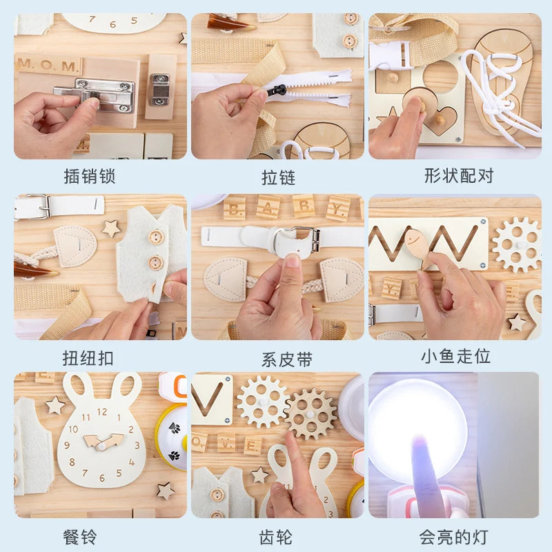 Busy Board ビジーボード Latch Toddlers Sensory Busyboard Montessori Lock Toys Skills games Basic For Kids Toddler DIY Element Parts