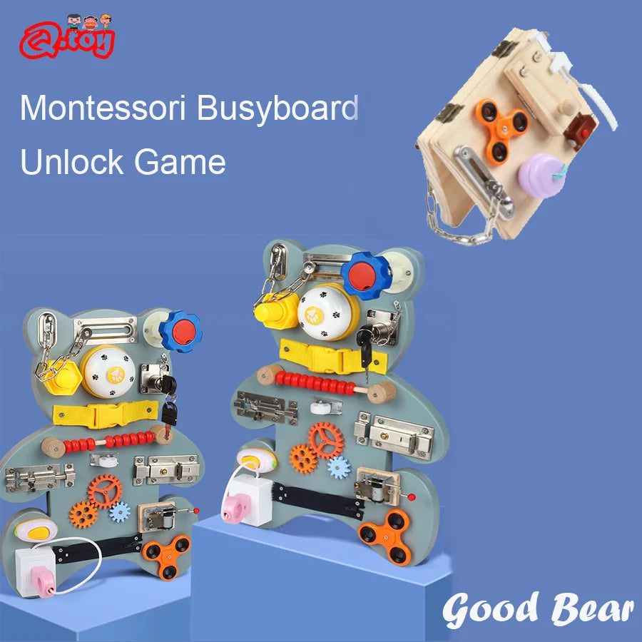 Busy Board Montessori Unlock Toy Essential Educational Sensory Board Toddler busyboard intelligence tablero sensorial montessori