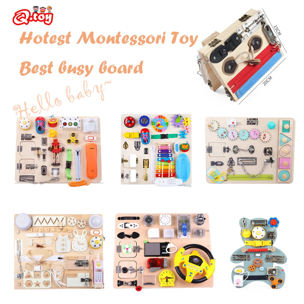 Busy Board Montessori Unlock Toy Essential Educational Sensory Board Toddler busyboard intelligence tablero sensorial montessori