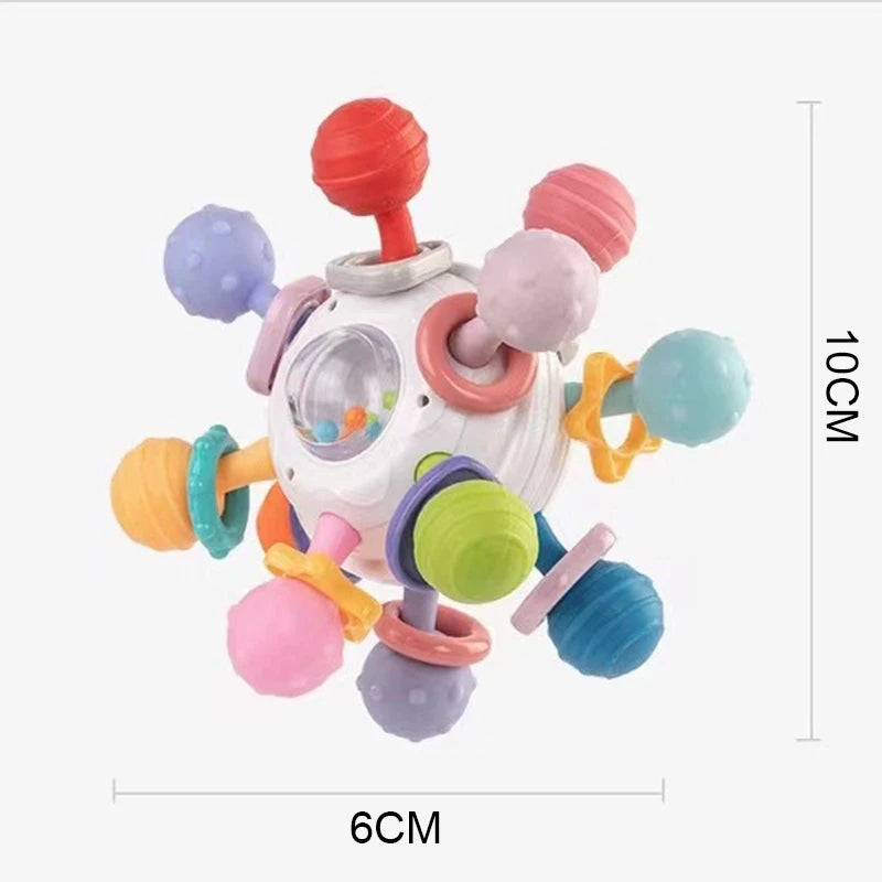 Baby Montessori Toys 0 12 Months Sensory Rattle Teether Grasping Activity  Development Toys Silicone Teething Toys For Babies