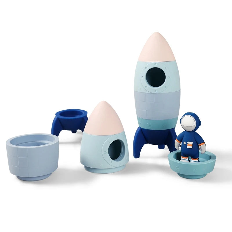 Wooden Rocket 5-in-1 Toy Set Multifunctional Shape Cognitive Toy Baby Beaded Montessori Early Child Education Toys Birthday Gift