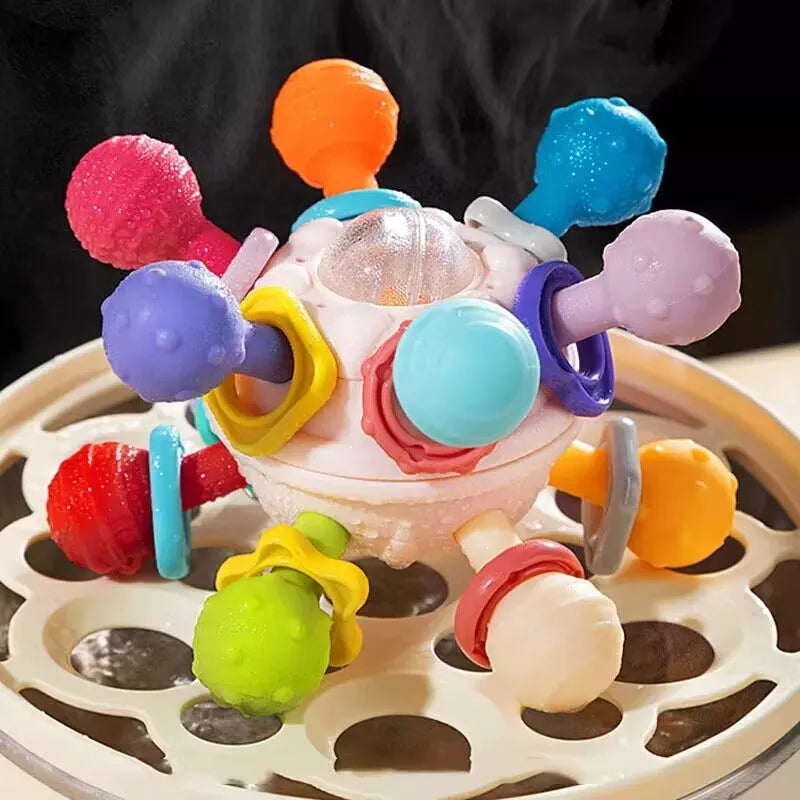 Baby Montessori Toys 0 12 Months Sensory Rattle Teether Grasping Activity  Development Toys Silicone Teething Toys For Babies