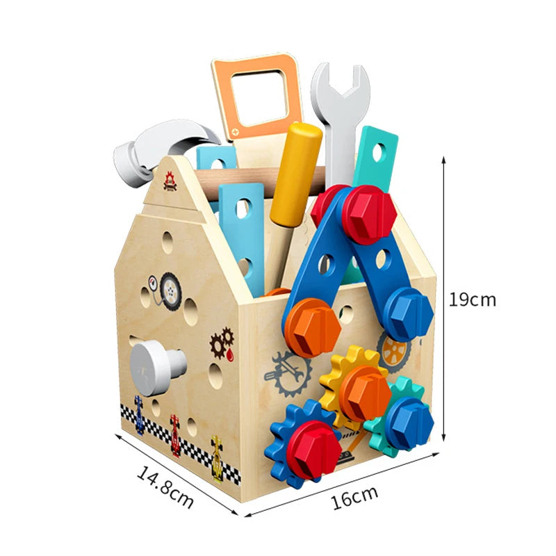 Montessori Baby Wooden Busy House Fine Motor Training Preschool Toy Kids Busy Board Multifunctional Toolbox Nut Disassembly Tool