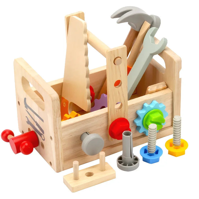 Montessori Toolbox Screws Wrenche Wooden Tools Disassembly Assembly Toys Exercise Baby's Fingers Flexibility Early Education Toy