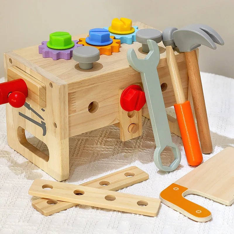 Montessori Toolbox Screws Wrenche Wooden Tools Disassembly Assembly Toys Exercise Baby's Fingers Flexibility Early Education Toy