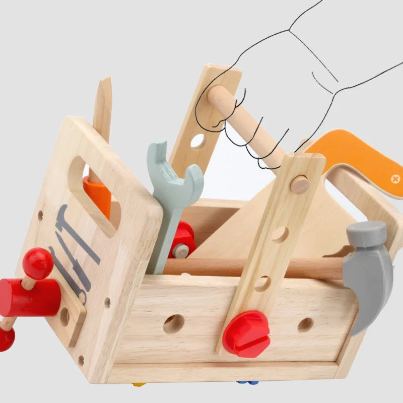 Montessori Toolbox Screws Wrenche Wooden Tools Disassembly Assembly Toys Exercise Baby's Fingers Flexibility Early Education Toy